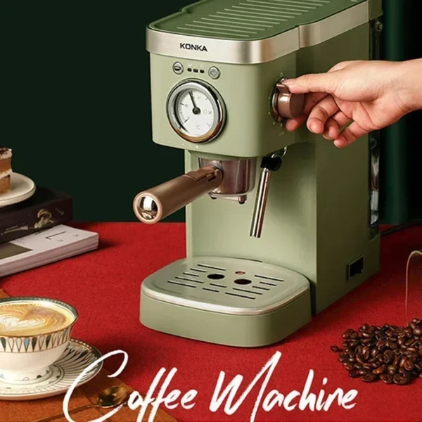 home-use Italian Coffee Machine Retro Green Coffee Maker Powder Capsule Espresso Making Coffee Drinks