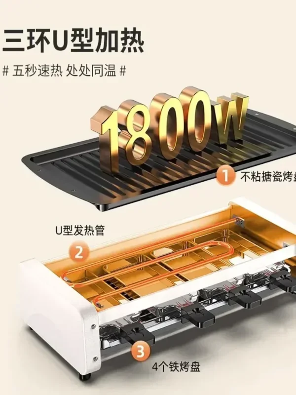 Home electric grill smokeless multi-function grill non-stick electric grill pan kebabs - obrazek 4