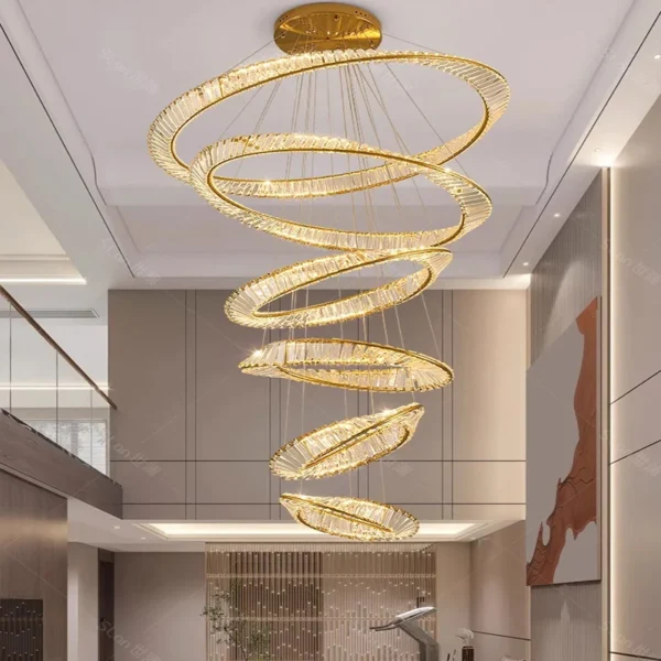 Modern home decoration crystal chandelier, stair Pendant lamp, living room Pendant lights, interior lighting - obrazek 3