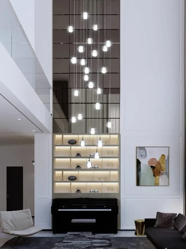 Modern Spiral Staircase Living Room Luster Chandelier Crystal Ball Indoor Lighting Bedroom Restaurant LED Ceiling Chandelier - obrazek 3
