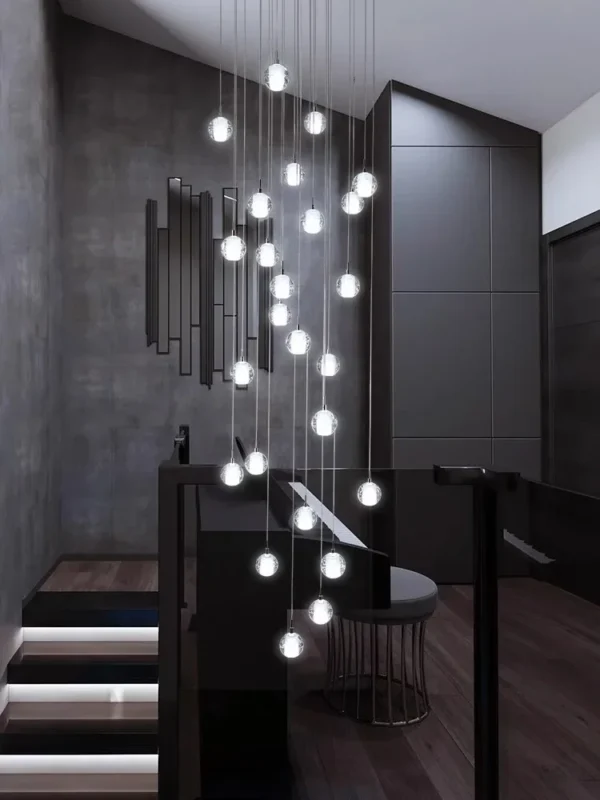 Modern Spiral Staircase Living Room Luster Chandelier Crystal Ball Indoor Lighting Bedroom Restaurant LED Ceiling Chandelier - obrazek 4