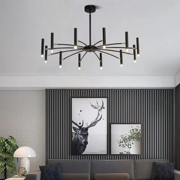 Nordic Vintage Black Living Room Chandelier Atmospheric Dining Room Light Room Decoration Interior Lighting Hanging Chandelier - obrazek 3