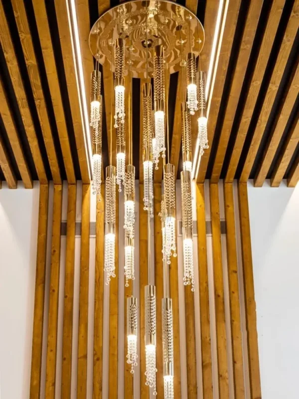Modern LED Living Room Hall Loft Hanging Lighting Indoor Ceiling Lustre Fixtures Light Luxury Crystal Large Staircase Chandelier - obrazek 4
