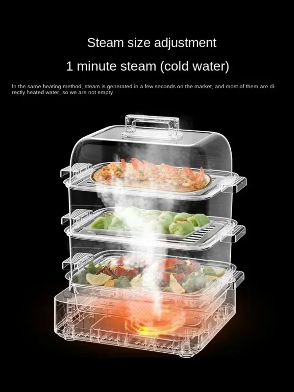 Household Steamer Pot Small Multi-Functional Large Capacity Three Layers and Multiple Stainless steel electric steamer - obrazek 3