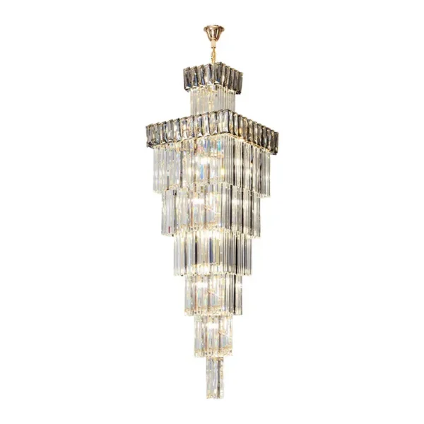 2024 New Modern Luxury Crystal Chandelier Villa Luxury High LED Duplex Hollow Penthouse Middle Floor Spiral Staircase Chandelier - obrazek 5