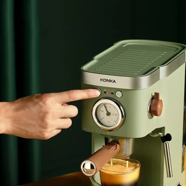 home-use Italian Coffee Machine Retro Green Coffee Maker Powder Capsule Espresso Making Coffee Drinks - obrazek 5