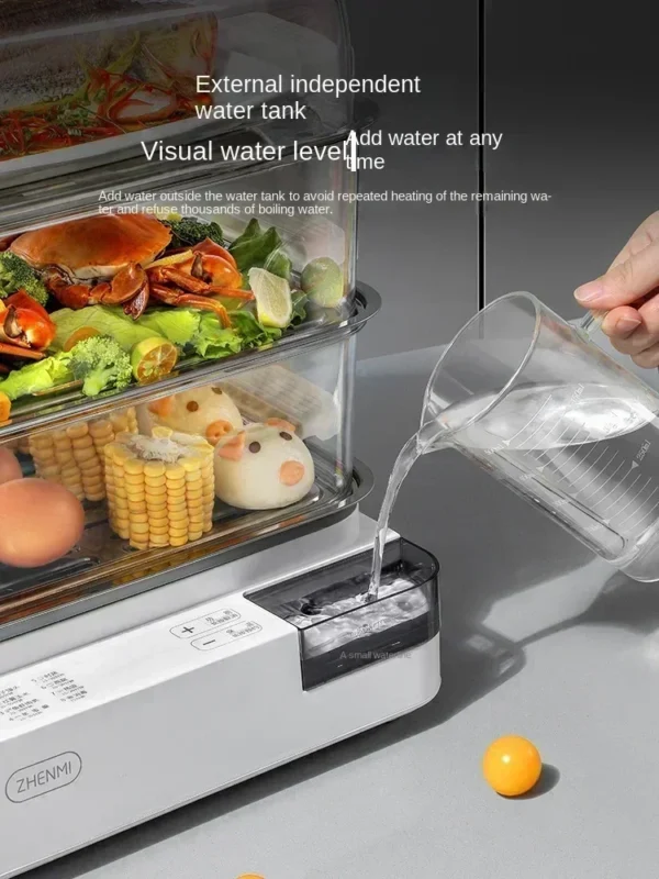 Household Steamer Pot Small Multi-Functional Large Capacity Three Layers and Multiple Stainless steel electric steamer - obrazek 5