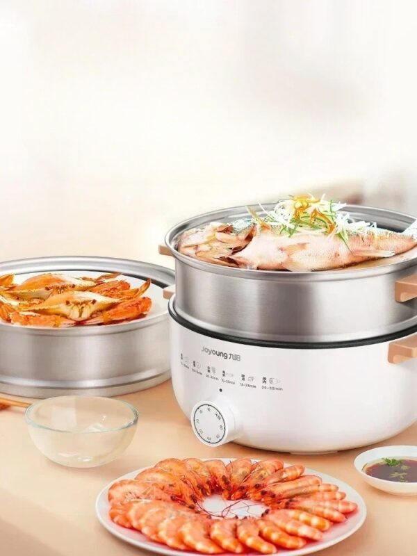 New Electric Heated Steamer Household Multi-functional Three-layer Stainless Steel Large-capacity Vegetable Cooker Pot - obrazek 3