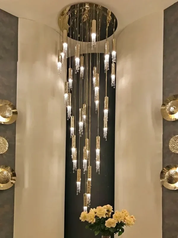 Modern LED Living Room Hall Loft Hanging Lighting Indoor Ceiling Lustre Fixtures Light Luxury Crystal Large Staircase Chandelier - obrazek 2
