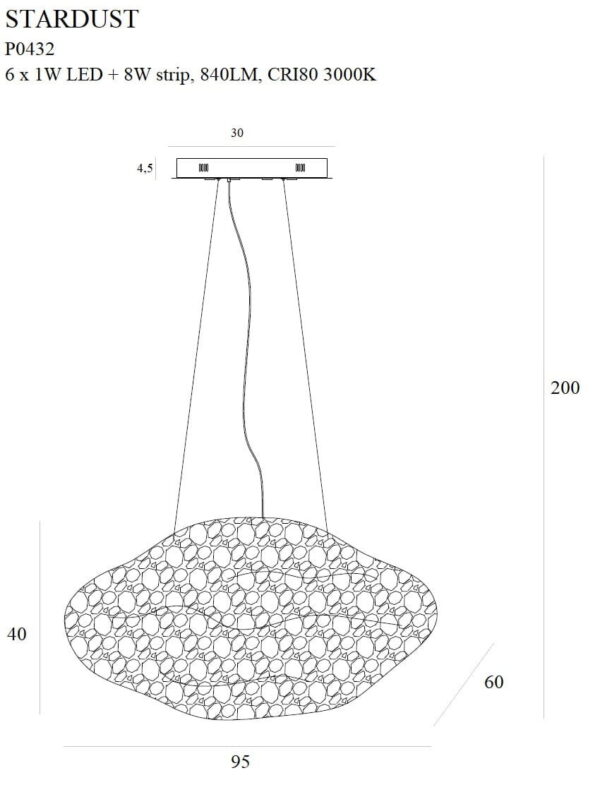 MAXLIGHT STARDUST P0432D – Gold Pendant Light 95 cm 8500 - obrazek 4