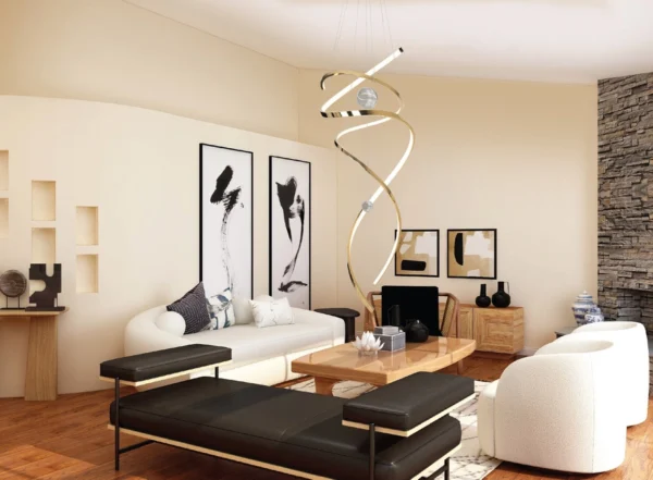 MAXLIGHT RITZ P0427D GOLD PENDANT LAMP DIMMABLE 6500 - obrazek 5